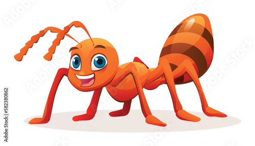Cute ant cartoon illustration isolated on white background