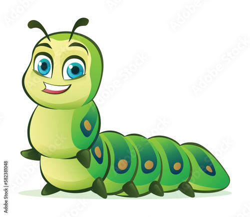 Cute caterpillar cartoon illustration isolated on white background