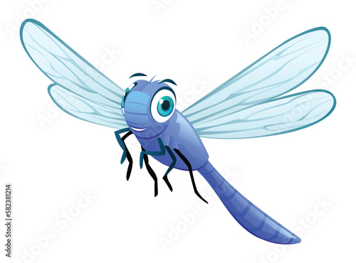 Cute dragonfly cartoon illustration isolated on white background