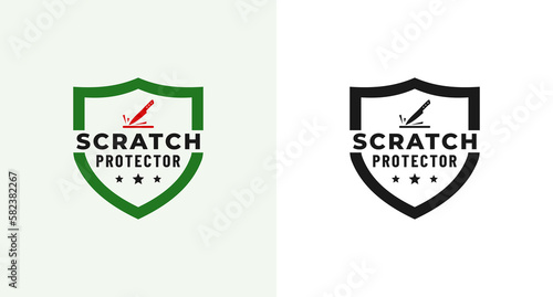 Scratch proof label vector or anti scratch label vector isolated in flat style. Scratch protector label vector for product. Elegant anti scratch mark vector for product packaging.
