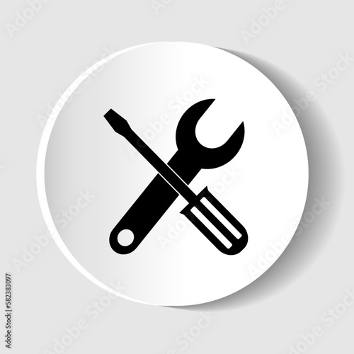 Tool vector icon, flat design wrench button for webdesign and mobile phone applications