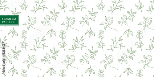 Vector botanical seamless pattern with green branches, leaves, eucalyptus for textiles, wrapping paper, covers, backgrounds