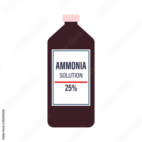 Ammonium Hydroxide solution in a dark plastic bottle with formula cartoon vector illustration isolated on a white background