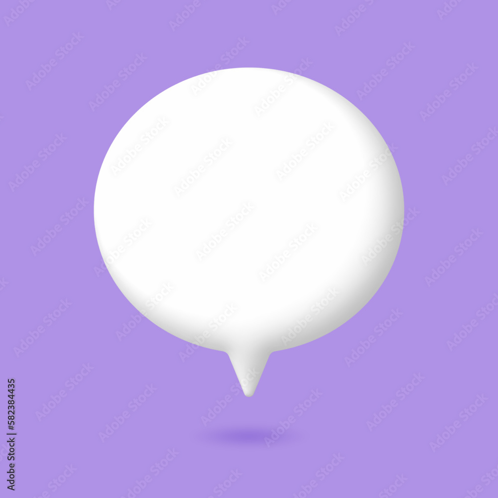 3D White speech bubble elements on Pale purple background, 3D rendering image, Clipping path Included. 3D White speech bubble elements on Pale purple background, 3D rendering image, Clipping path Included.