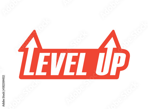 Level up icon in flat style. Achievement vector illustration on isolated background. Success sign business concept.