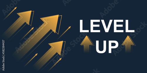 Level up icon in flat style. Achievement vector illustration on isolated background. Success sign business concept.