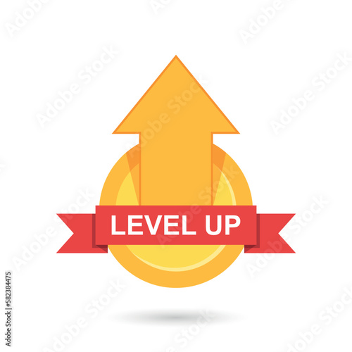 Level up icon in flat style. Achievement vector illustration on isolated background. Success sign business concept.
