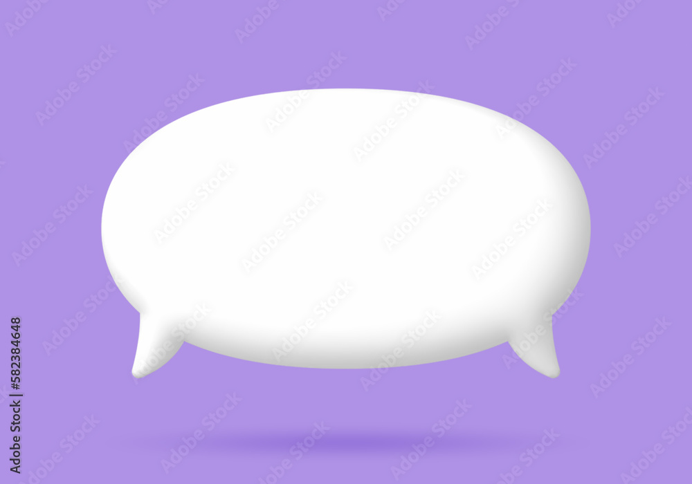 3D White speech bubble elements on Pale purple background, 3D rendering image, Clipping path Included. 3D White speech bubble elements on Pale purple background, 3D rendering image, Clipping path Included.