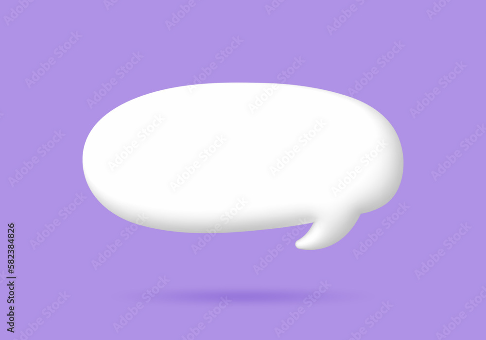 3D White speech bubble elements on Pale purple background, 3D rendering image, Clipping path Included. 3D White speech bubble elements on Pale purple background, 3D rendering image, Clipping path Included.