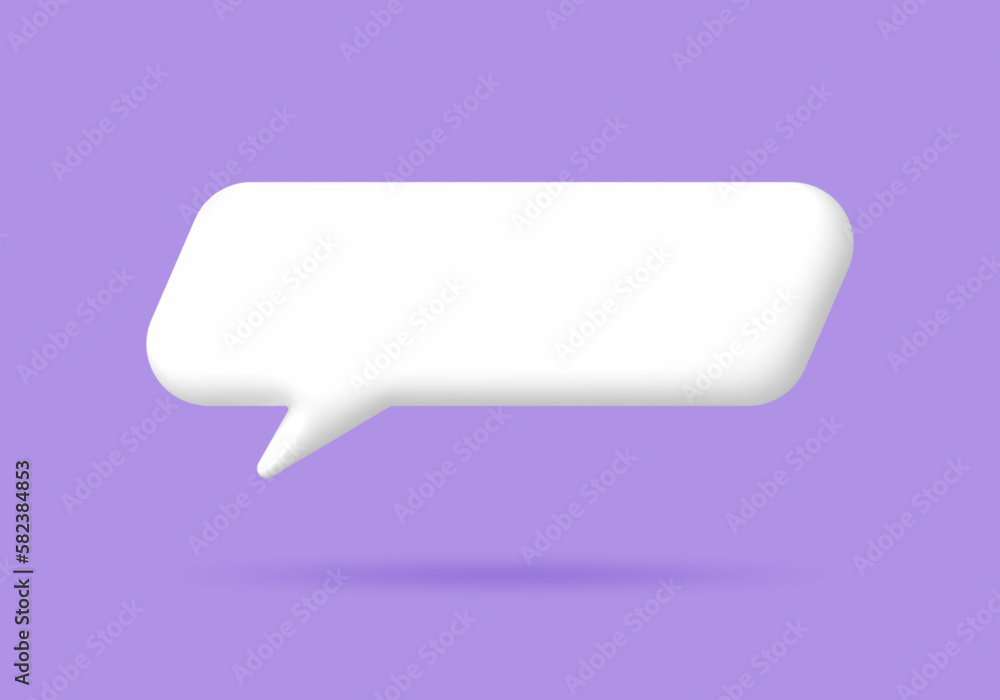 3D White speech bubble elements on Pale purple background, 3D rendering image, Clipping path Included. 3D White speech bubble elements on Pale purple background, 3D rendering image, Clipping path Included.