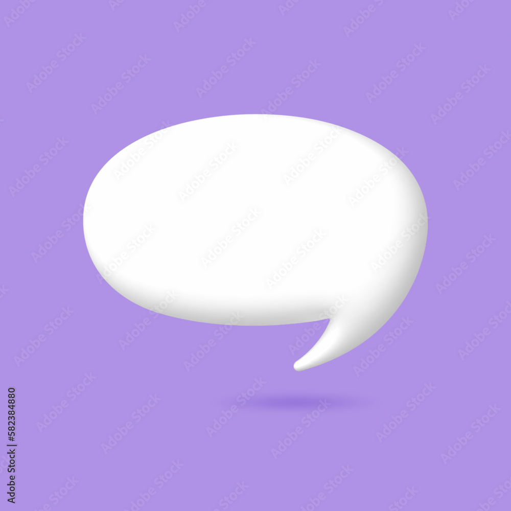 3D White speech bubble elements on Pale purple background, 3D rendering image, Clipping path Included. 3D White speech bubble elements on Pale purple background, 3D rendering image, Clipping path Included.