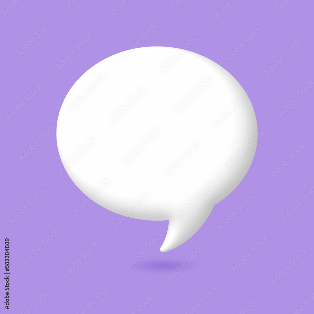 3D White speech bubble elements on Pale purple background, 3D rendering image, Clipping path Included. 3D White speech bubble elements on Pale purple background, 3D rendering image, Clipping path Included.