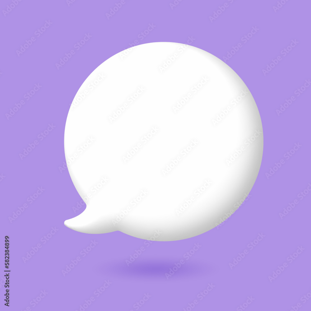3D White speech bubble elements on Pale purple background, 3D rendering image, Clipping path Included. 3D White speech bubble elements on Pale purple background, 3D rendering image, Clipping path Included.