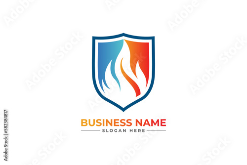 oil gas logo with shield style. HVAC, oil, gas, air condition, and heating logo	