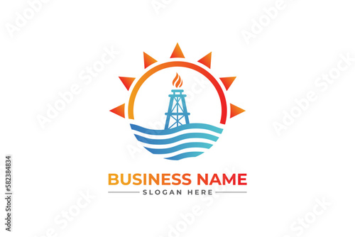 gas station logo with gear iconHVAC, oil, gas, air condition, and heating logo	