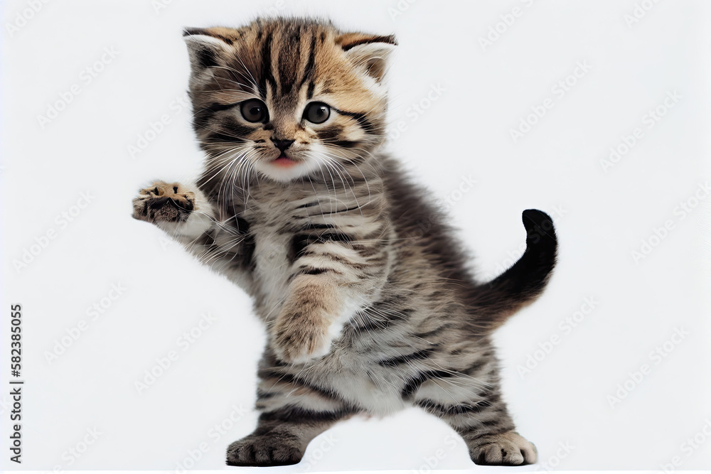 Funny kitten on white background, Generative AI Funny kitten on white background, Generative AI