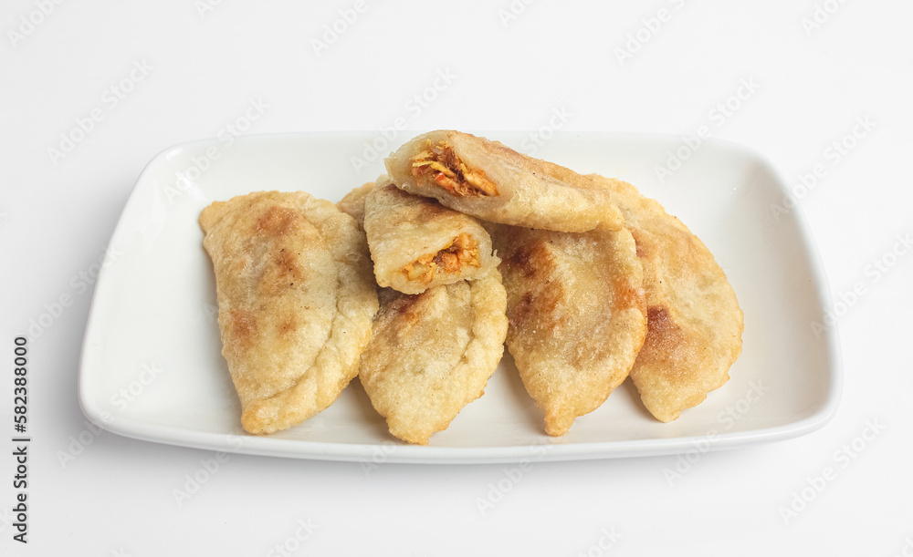 Cireng filled with spicy chicken, a delicious Bandung specialty Cireng filled with spicy chicken, a delicious Bandung specialty