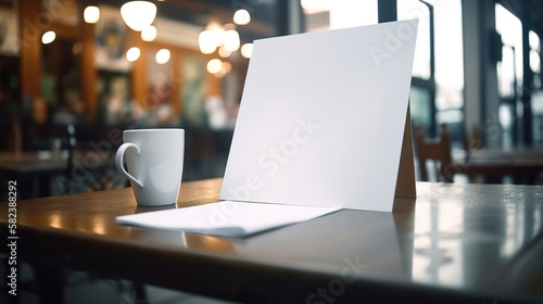 Wallpaper Mural blank presentation board menu card in a restaurant, generative ai Torontodigital.ca