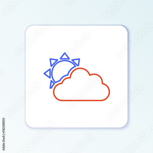 Line Sun and cloud weather icon isolated on white background. Colorful outline concept. Vector