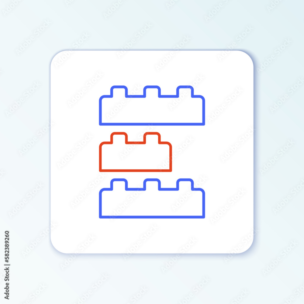 Line Toy building block bricks for children icon isolated on white background. Colorful outline concept. Vector Line Toy building block bricks for children icon isolated on white background. Colorful outline concept. Vector