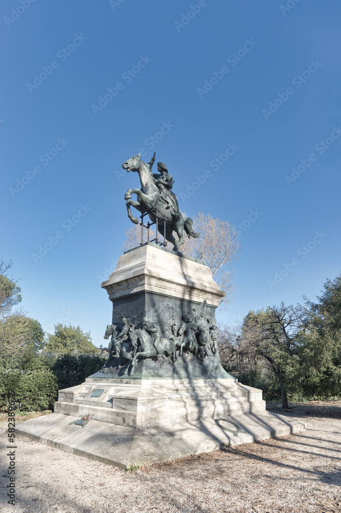 Bronze statue of Anita Garibaldi at the Janiculum Hill Rome