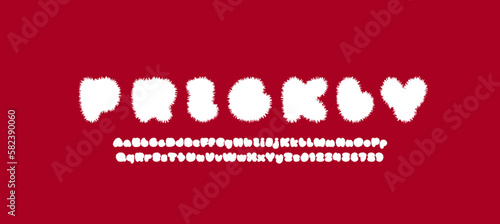 Comic fluffy font alphabet in the fur cartoon style, soft fur letters and numbers, vector illustration 10EPS