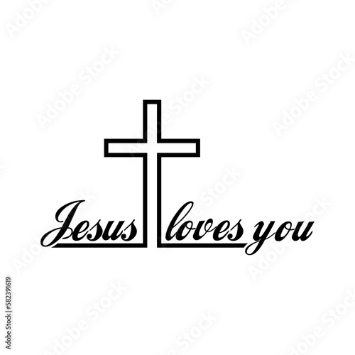 Jesus loves you sign isolated on white background