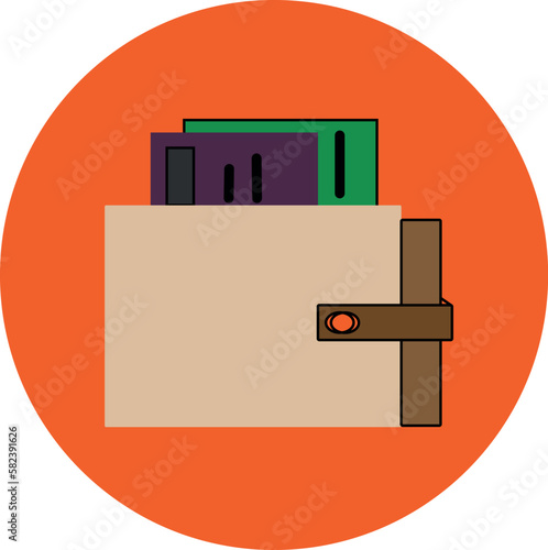 purse vector image. Virtual wallet. bank cards