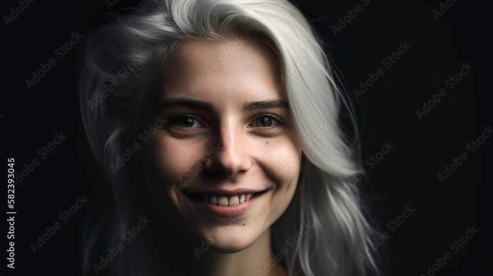 portrait of a smiling happy young woman on black background, generative ai portrait of a smiling happy young woman on black background, generative ai