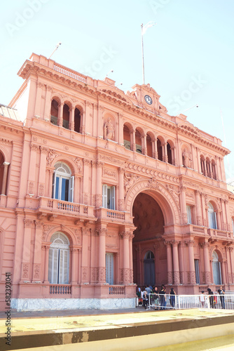 Group of Visitors Waiting for the Visit to Casa Rosada or the Pink House, an Iconic Presidential Palace in Buenos Aires, Argentina, South America