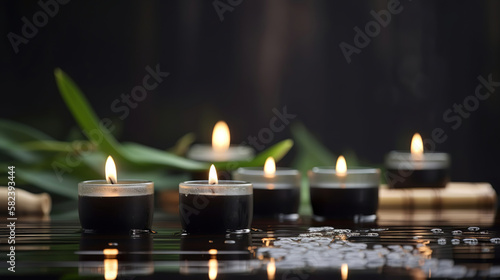 zen spa relax aromatherapy wellness massage still life with candles and flowers, generative ai