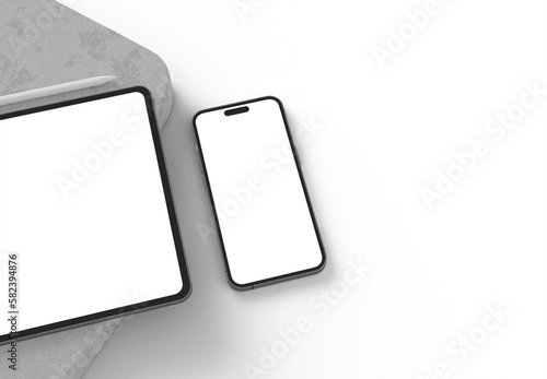 realistic mobile phone and tablet, suitable for design presentation 