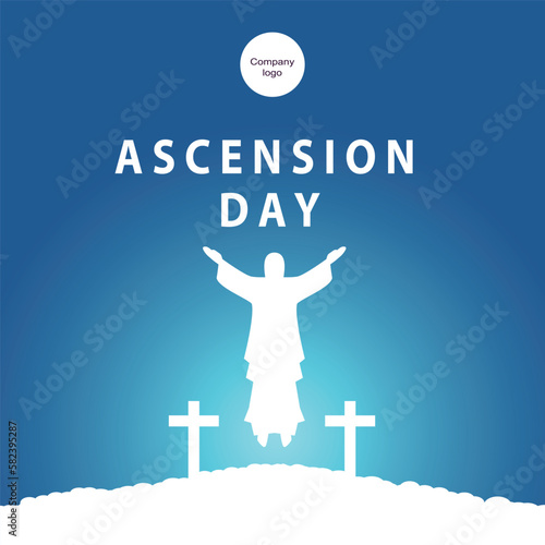 jesus ascension day with jesus statue illustration in the middle