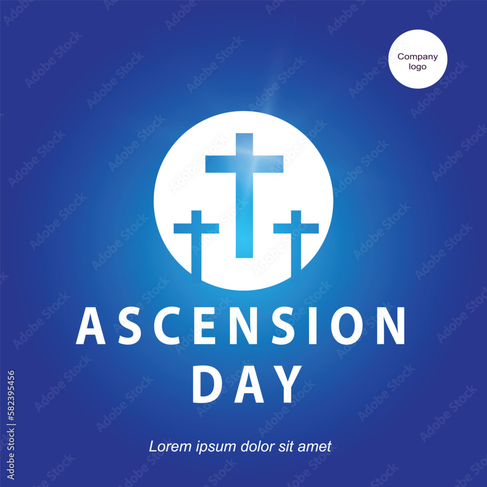Obraz premium ascension day of jesus with simple design blue background