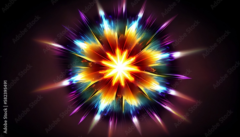 a colorful starburst, with bursts of light and energy that radiate outward from the center of the image, Generative AI, Illustration a colorful starburst, with bursts of light and energy that radiate outward from the center of the image, Generative AI, Illustration