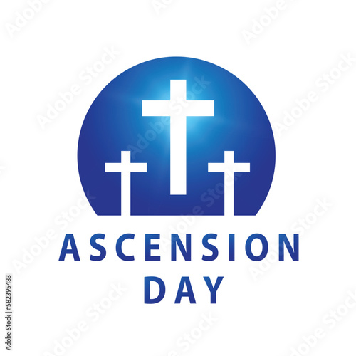 ascension day of jesus with simple design white background and cross symbol