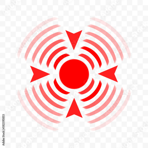 Throat pain or joint pain target red circle vector icon, pain localization spot of sore hurt and ache of toothache, stomach pain and headache
