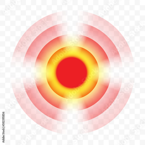 Throat pain or joint pain target red circle vector icon, pain localization spot of sore hurt and ache of toothache, stomach pain and headache