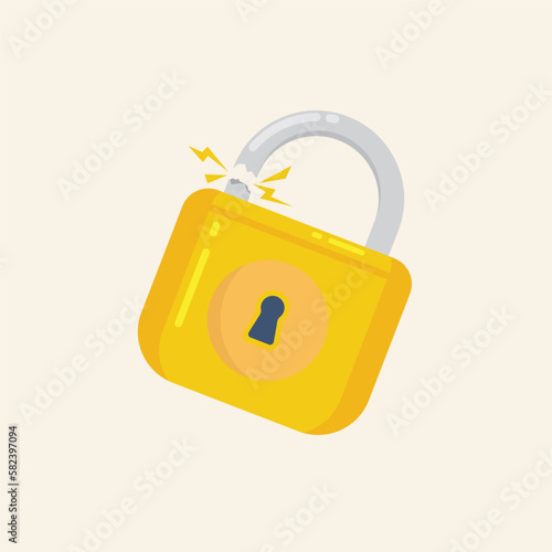 broken padlock vector element concept design template