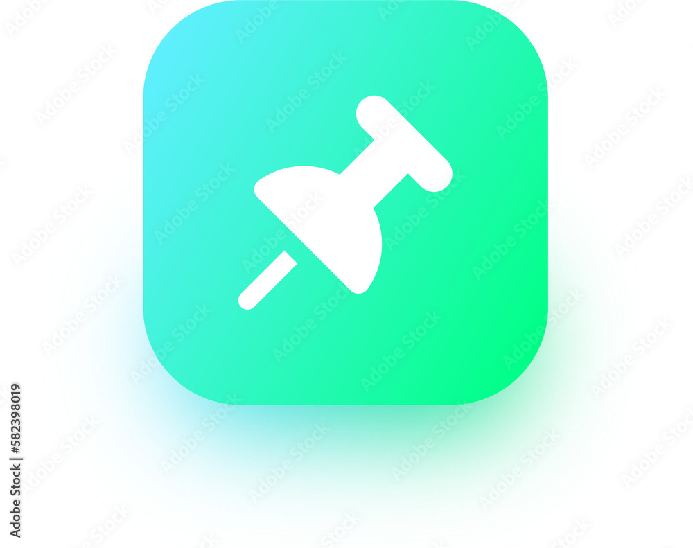 Push pin icon in square gradient colors. Thumbtack signs illustration. Push pin icon in square gradient colors. Thumbtack signs illustration.