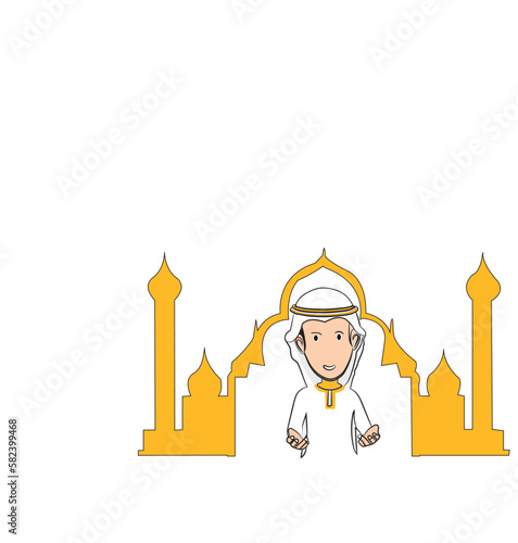 person with mosque illustrator vector