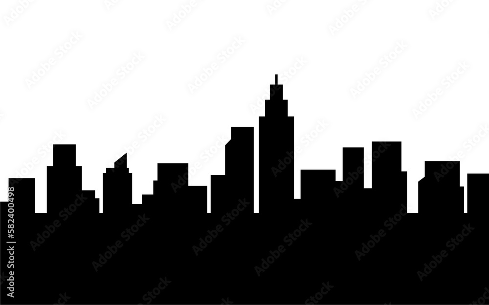 Silhouette of city and downtown with skyscraper isolated template