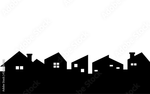 Silhouette of city and downtown with skyscraper isolated template