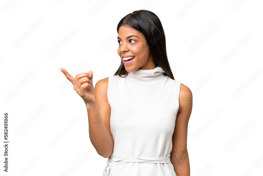 Young African american woman over isolated background intending to realizes the solution while lifting a finger up Young African american woman over isolated background intending to realizes the solution while lifting a finger up