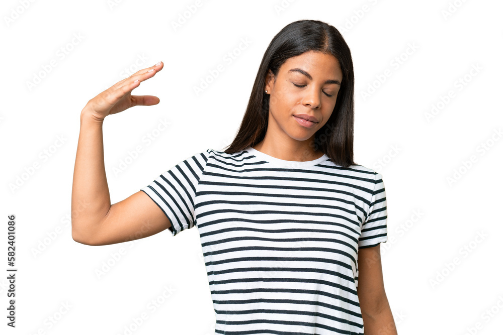 Young African american woman over isolated background with tired and sick expression Young African american woman over isolated background with tired and sick expression