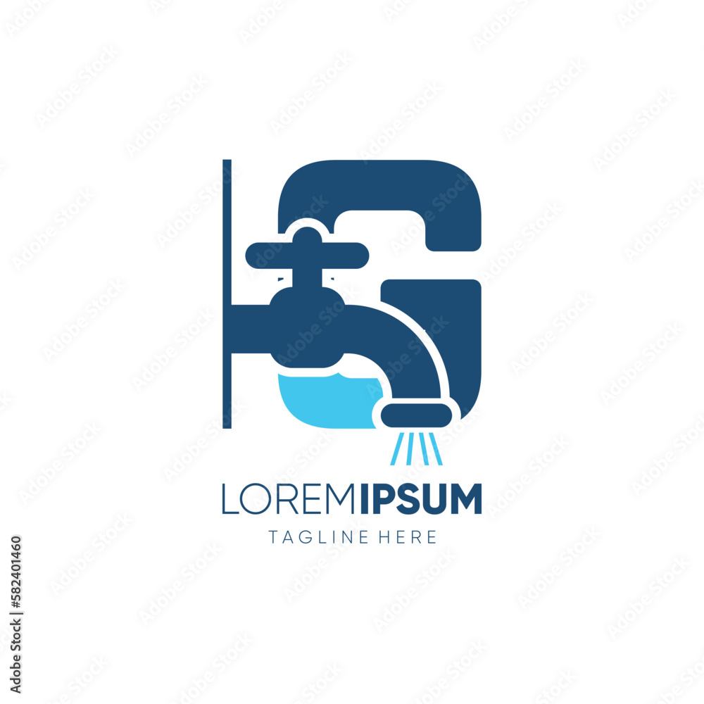 Letter G Initial Water Faucet Logo Design Vector Icon Graphic Emblem Illustration