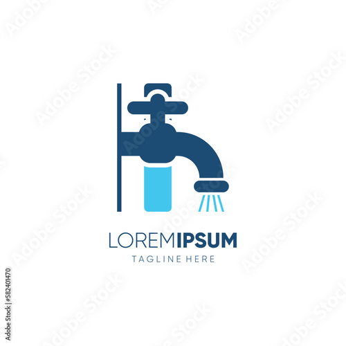 Letter I Initial Water Faucet Logo Design Vector Icon Graphic Emblem Illustration