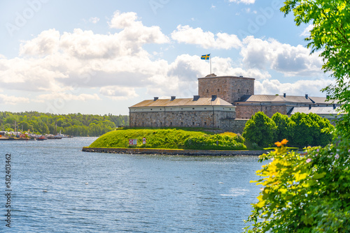 Vaxholm Fortress on a sunny day, Stockholm Archipelago, Sweden photo