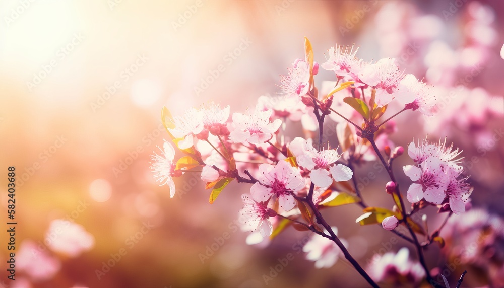 nature background with spring blooming flowers. Generative ai nature background with spring blooming flowers. Generative ai