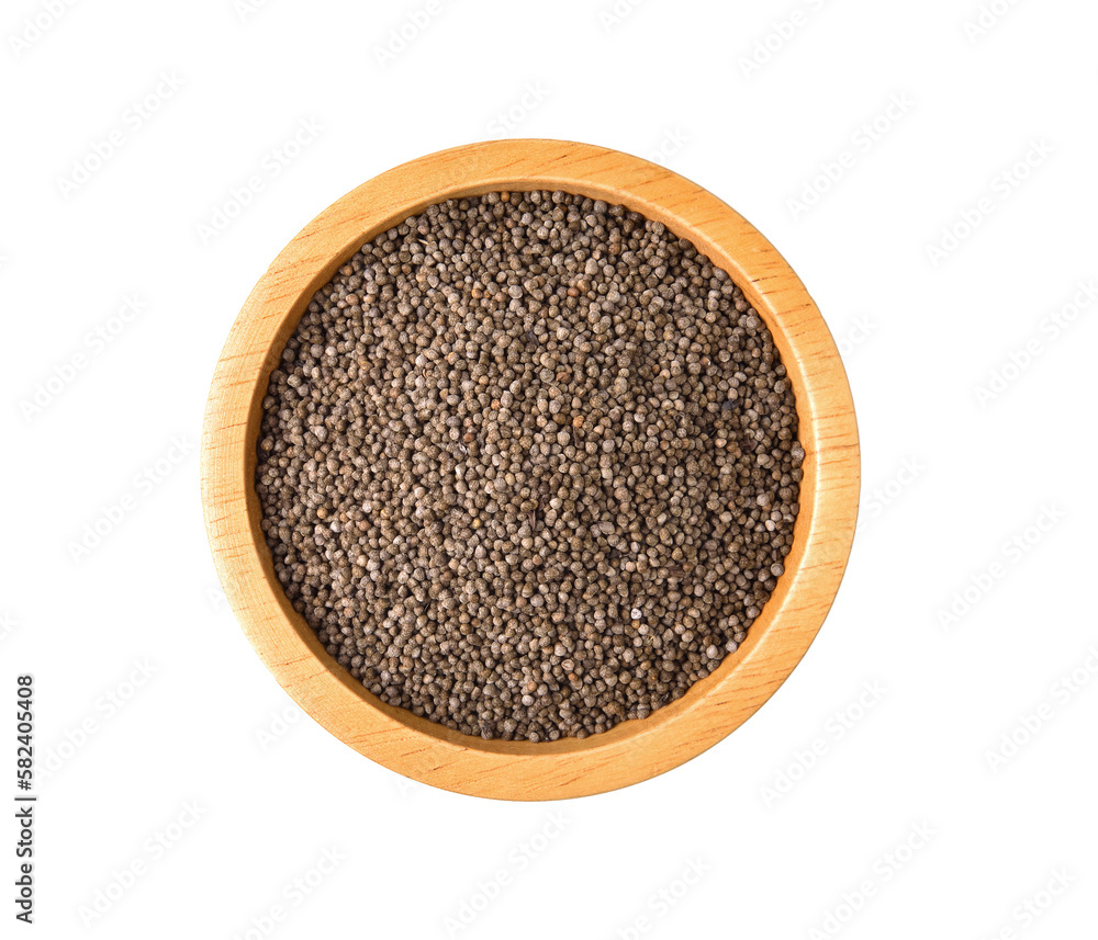Perilla herb seed in wood bowl on transparent png. Perilla herb seed in wood bowl on transparent png.